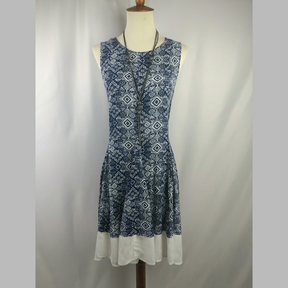 Blue and White Patterned Dress